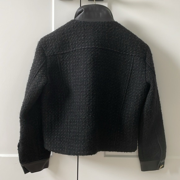 Sandro womens cropped leather tweed jacket in great condition - Picture 2 of 9